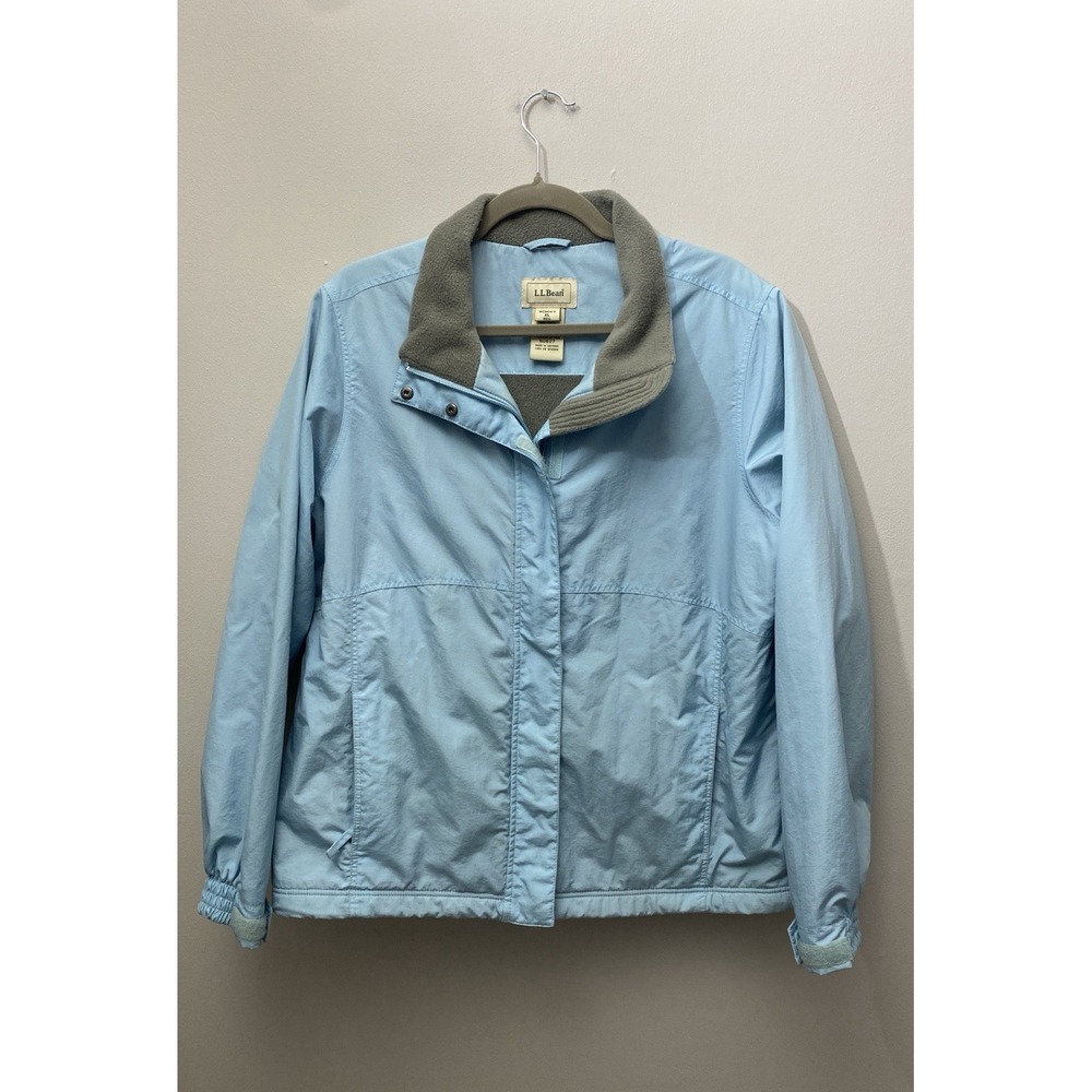 L.L. Bean‎ Women's Bomber Chore Jacket XL Flannel Lined Lightweight Light Blue